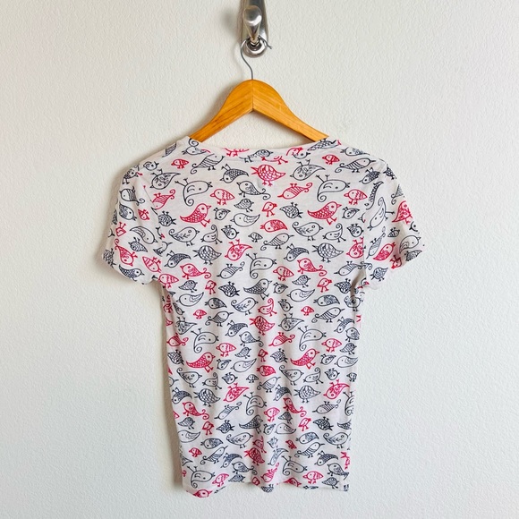 BDG. Cream & Red Bird Cartoon Sketch Graphic T-Shirt Tee - Picture 2 of 9